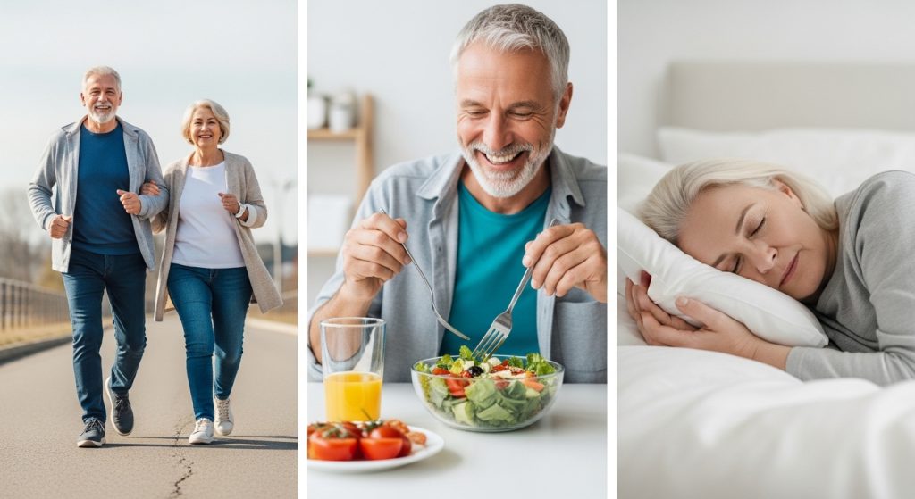 Hábitos de energía y ánimo en pareja (50+): sueño, movimiento y alimentación (sin milagros)